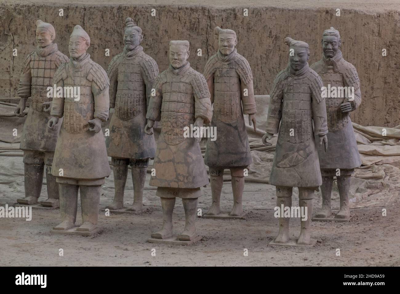 XI'AN, CHINA - AUGUST 6, 2018: Terracotta scultpures in the Pit 1 of the Army of Terracotta Warriors near Xi'an, Shaanxi province, China Stock Photo