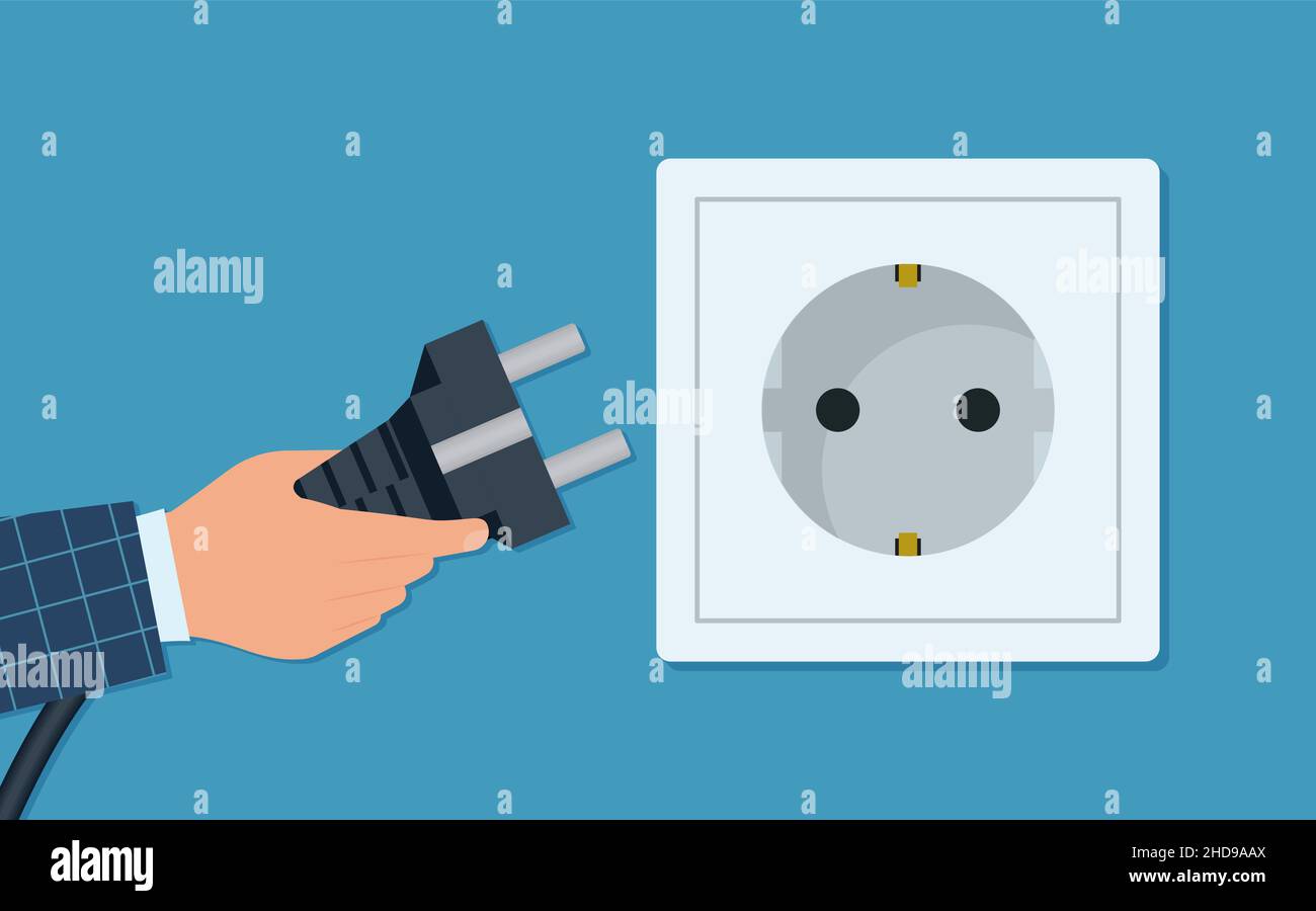 Electrical outlet and plug. Wall socket with cable. Vector illustration ...