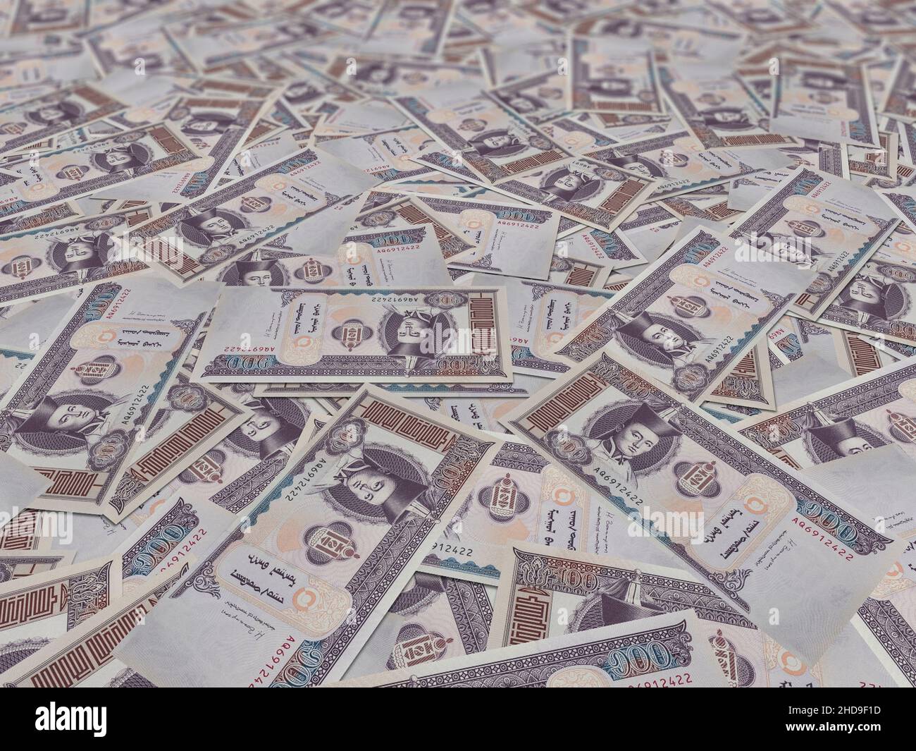 A Mongol Tugrik banknotes, background, or textile print Stock Photo
