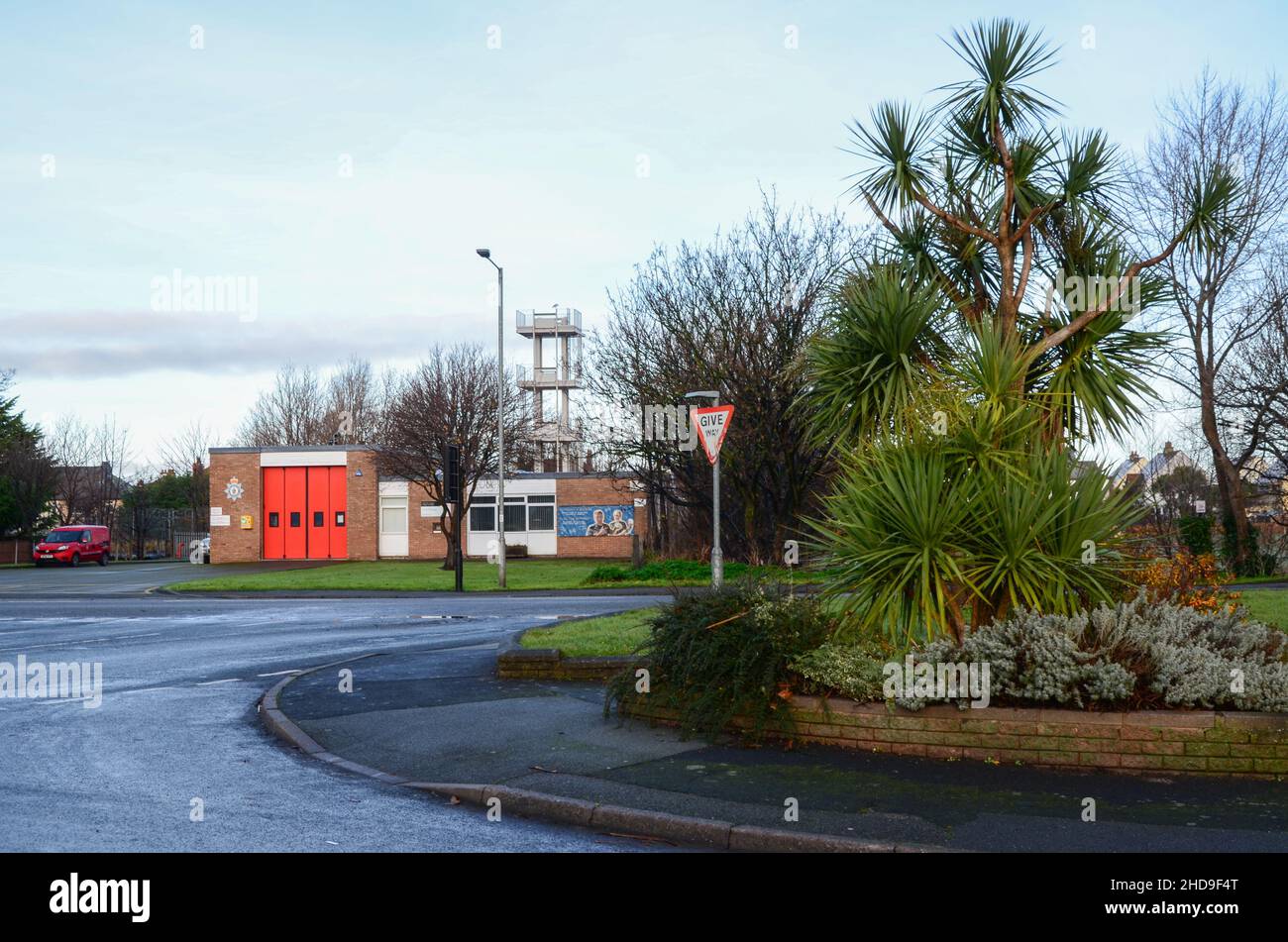 Prestatyn, UK: Dec 14, 2021: Prestatyn Fire Station is a Retained Duty System station. It was the first station in Wales to have a retained leading fe Stock Photo