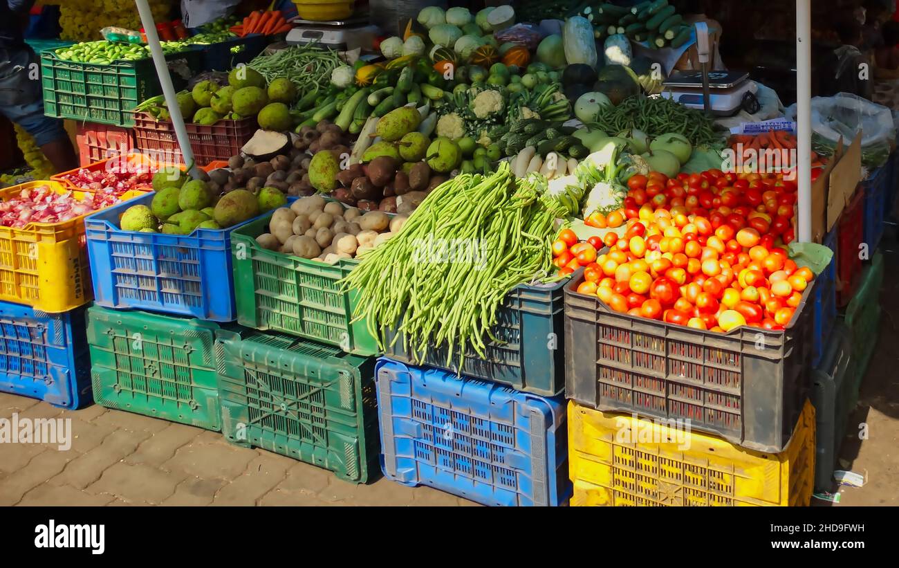 Vegetable market in New Mangalore, India Stock Photo Alamy