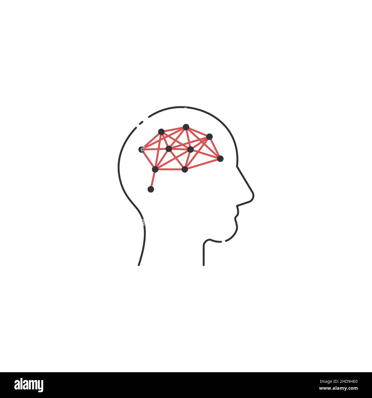 Brain head vector line icon editable stroke. Problem solving concept
