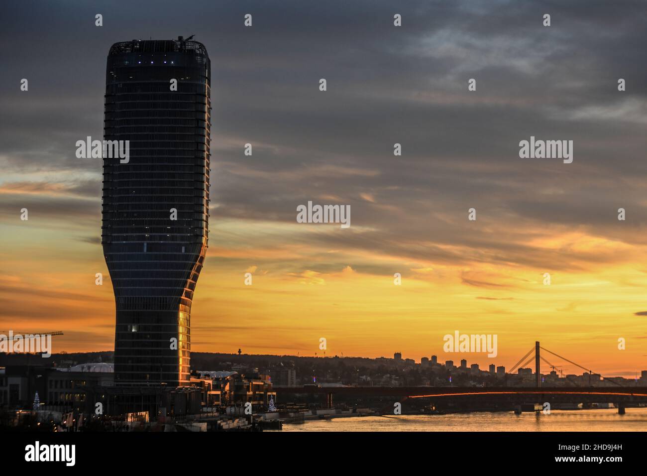Belgrade Tower at sunset, Serbia Stock Photo