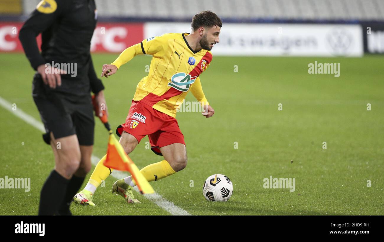 Jonathan Clauss of Lens during the French Cup, round of 32, football match between RC Lens (RCL) and Lille OSC (LOSC) on January 4, 2022 at Stade Bollaert-Delelis in Lens, France - Photo: Jean Catuffe/DPPI/LiveMedia Stock Photo