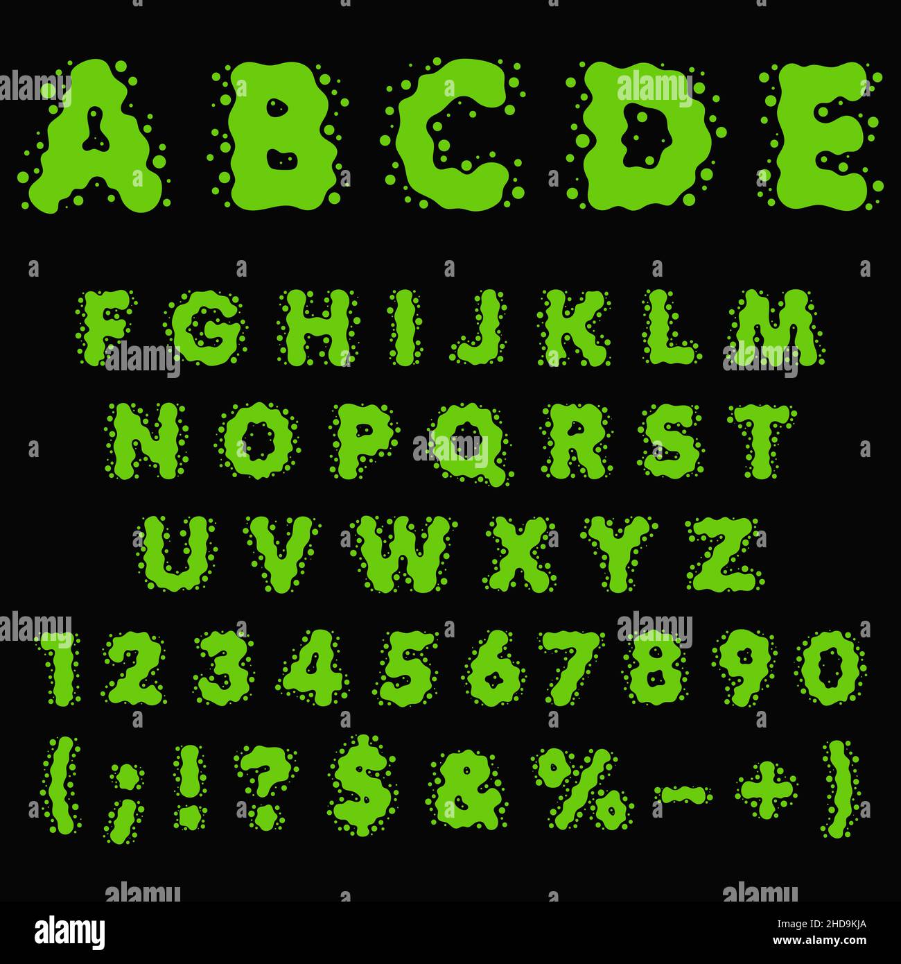 Vector green numbers 1234567890 - font with English alphabet Stock Vector