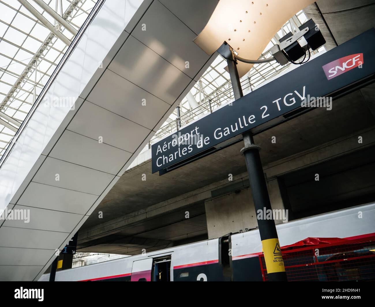 TGV train station fast departure platform inside Airport Charles de Gaulle  TGV Stock Photo - Alamy