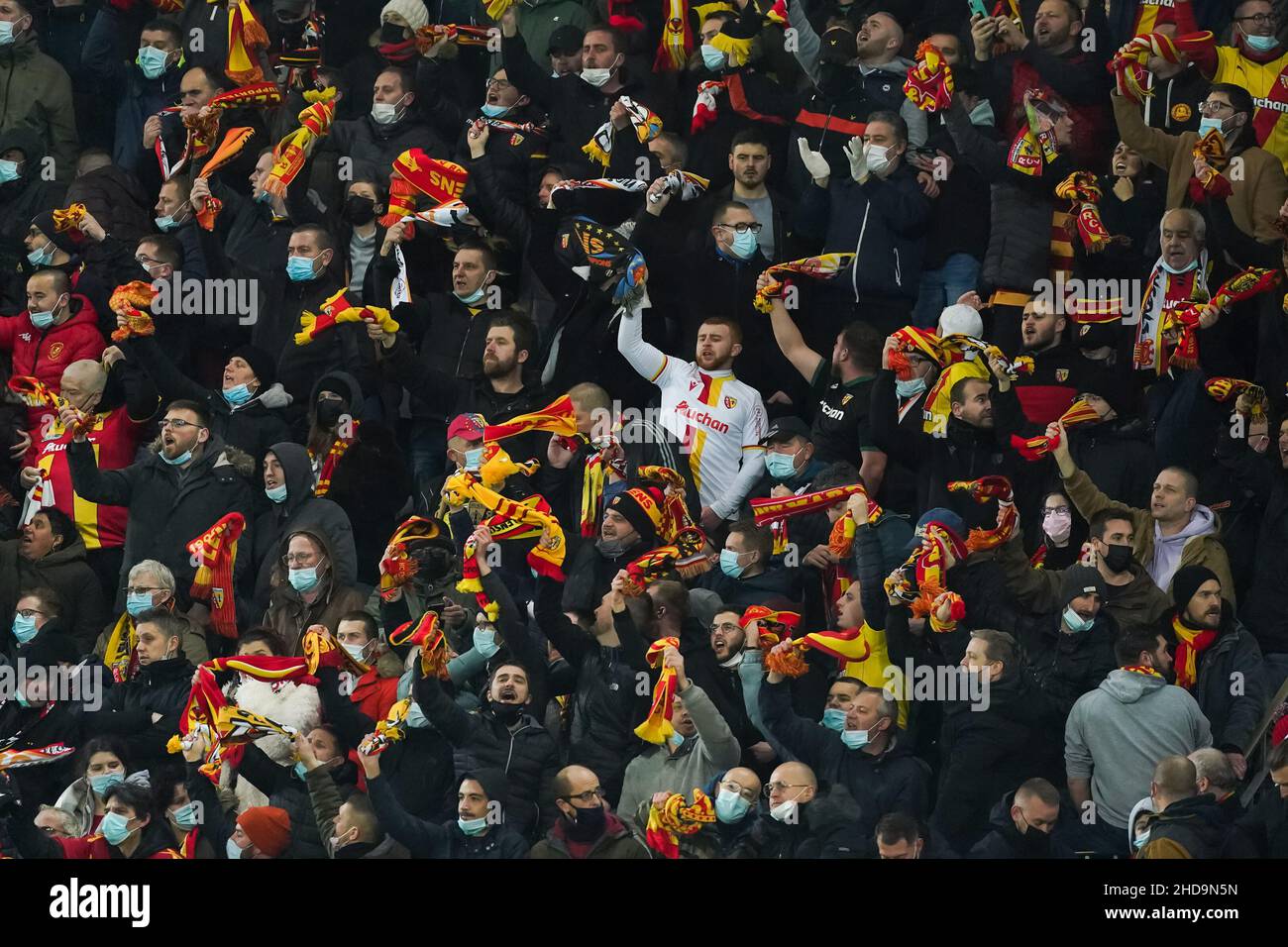 LENS, FRANCE JANUARY 4 Fans of RC Lens during the French Cup match