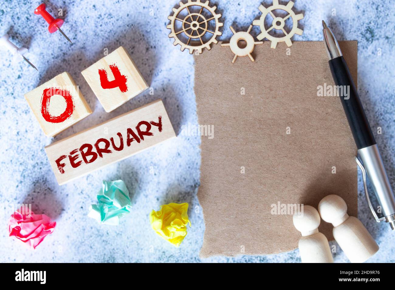 February 4, Cover natural Calendar, Appointment Date design Stock Photo