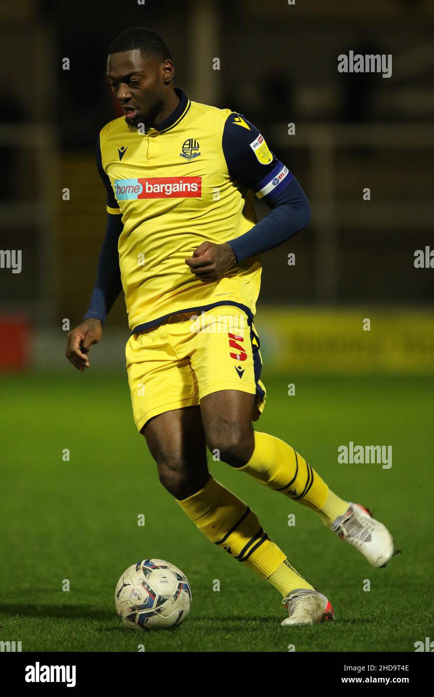 HARTLEPOOL, UK. JAN 4TH Ricardo Alexandre Almeida Santos of Bolton Wanderers in action during the EFL Trophy 3rd round match between Hartlepool United and Bolton Wanderers at Victoria Park, Hartlepool on Tuesday 4th January 2022. (Credit: Will Matthews | MI News) Credit: MI News & Sport /Alamy Live News Stock Photo