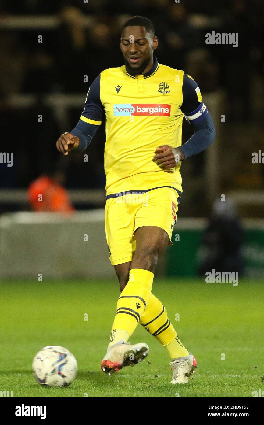 HARTLEPOOL, UK. JAN 4TH Ricardo Alexandre Almeida Santos of Bolton Wanderers in action during the EFL Trophy 3rd round match between Hartlepool United and Bolton Wanderers at Victoria Park, Hartlepool on Tuesday 4th January 2022. (Credit: Will Matthews | MI News) Credit: MI News & Sport /Alamy Live News Stock Photo