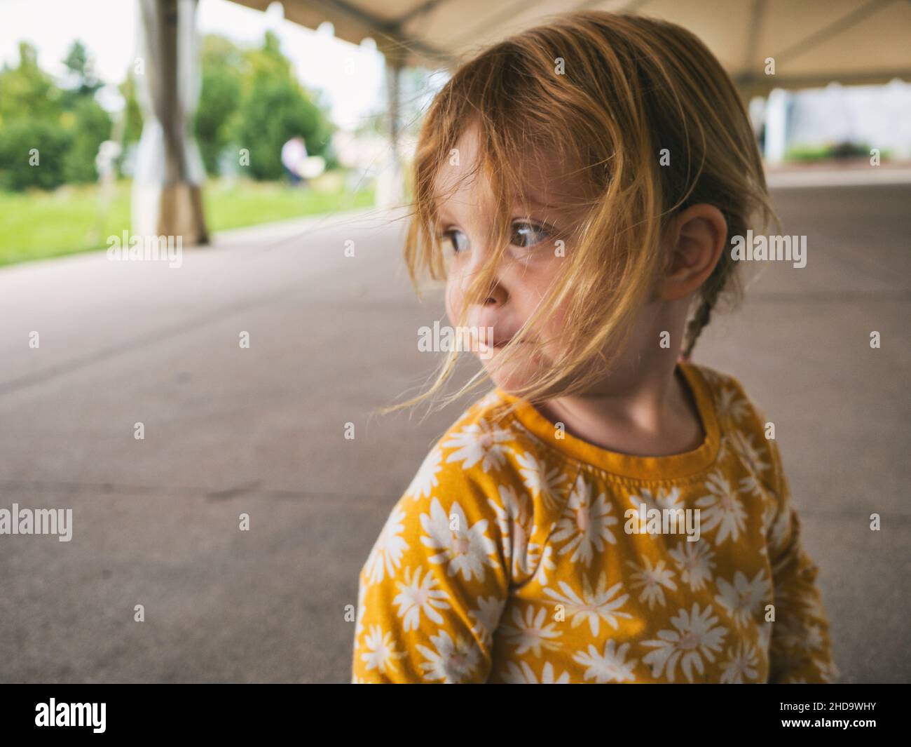 Young girl with hair in her face Stock Photo - Alamy