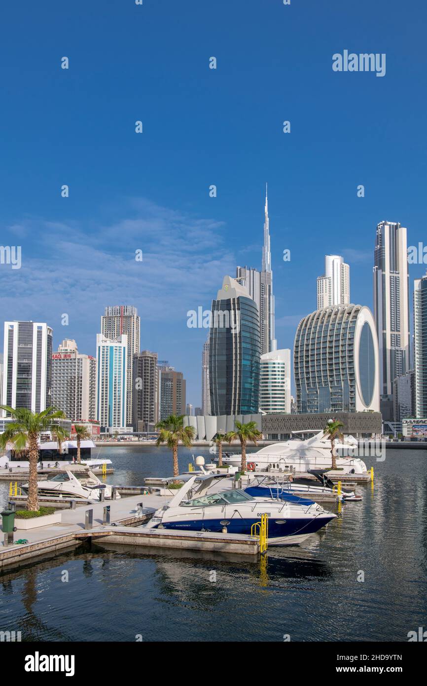 Marina Dubai Canal and Business District with extraodinay moden architecture Dubai 1 Stock Photo