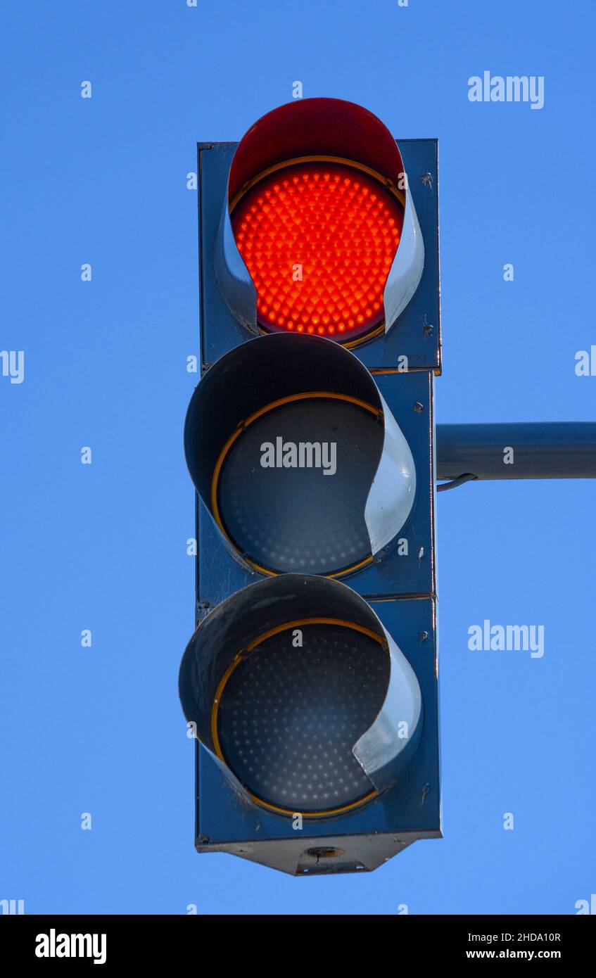 a traffic light shows red light. symbolic photo for maintenance, exit