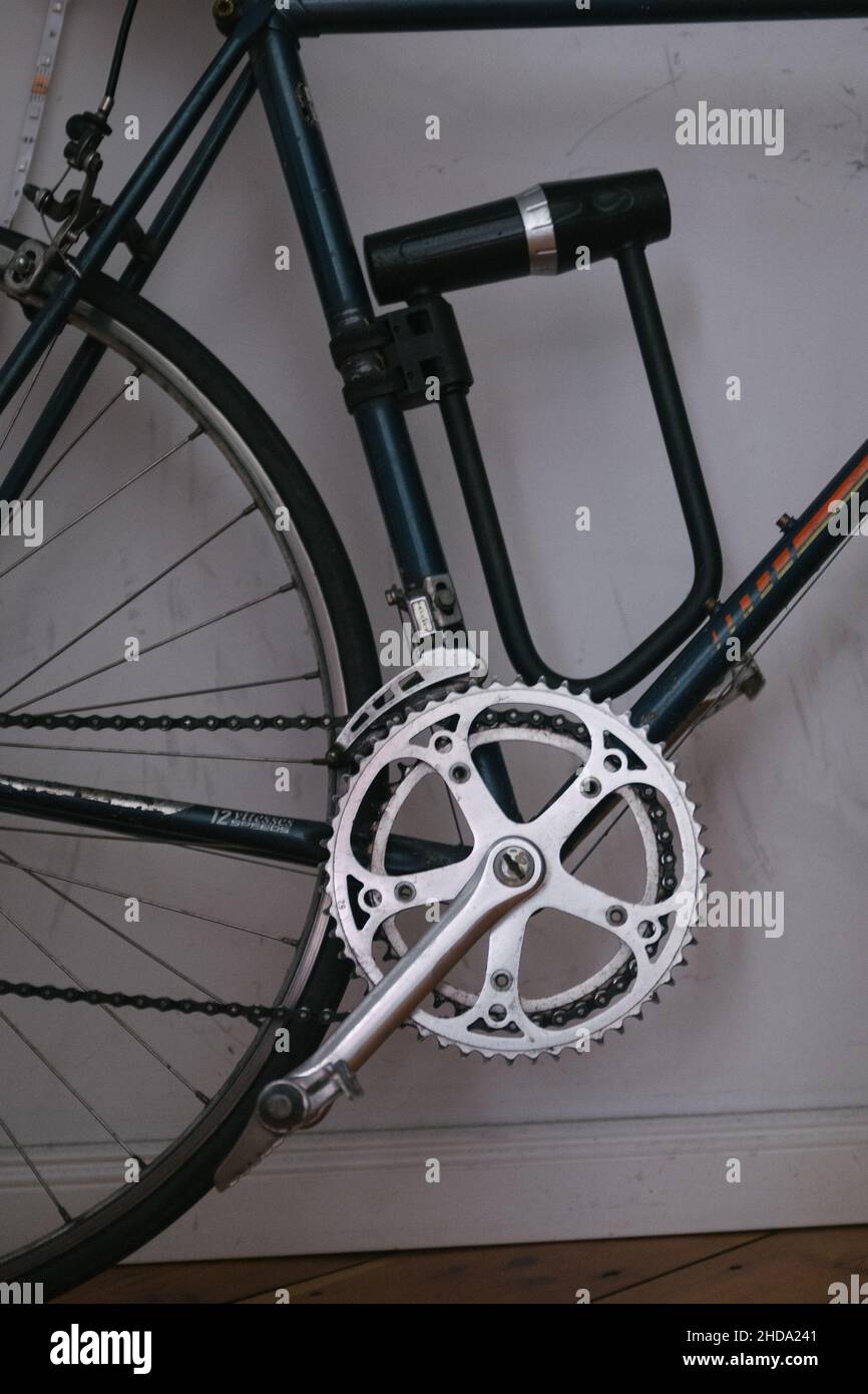 Closeup shot of the pedal of a bicycle Stock Photo
