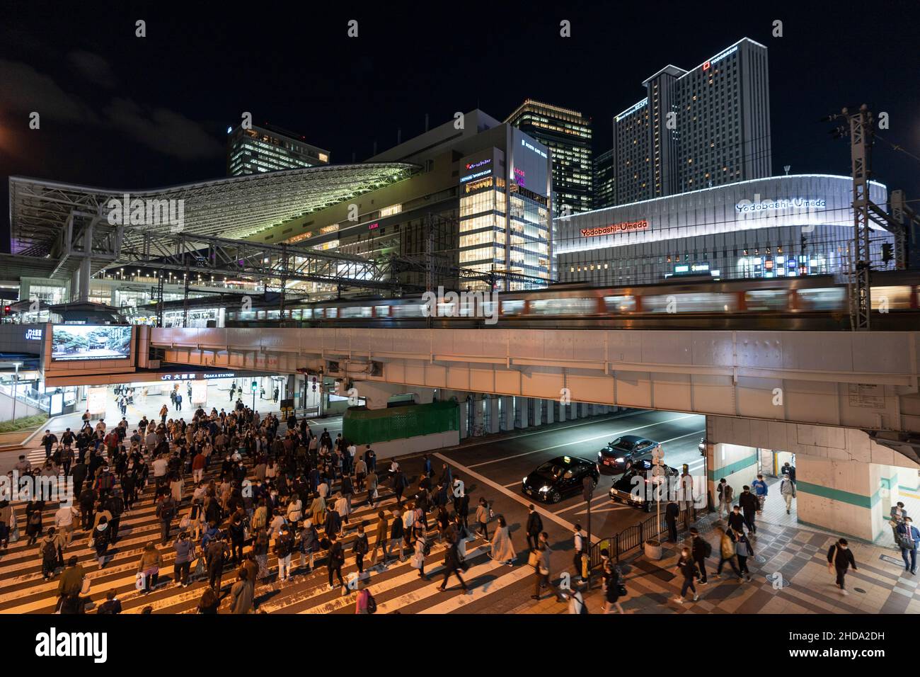 Evening rush hour, JR Osaka Station, Kita-Ku, Osaka City, Osaka Prefecture, Japan Stock Photo