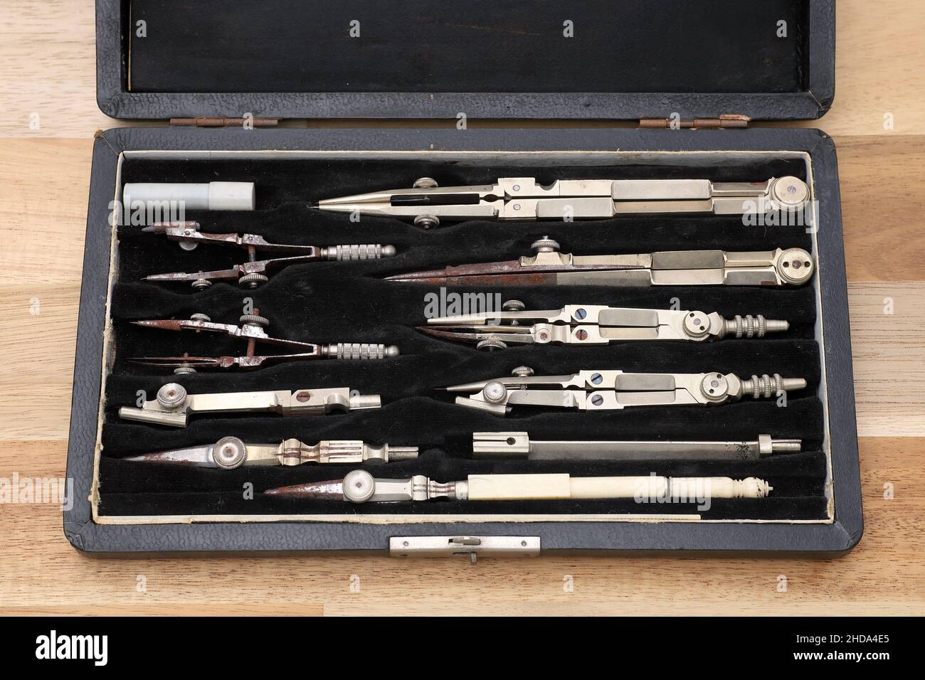 set of tools for drafting drawing and engineering including compass divider Stock Photo