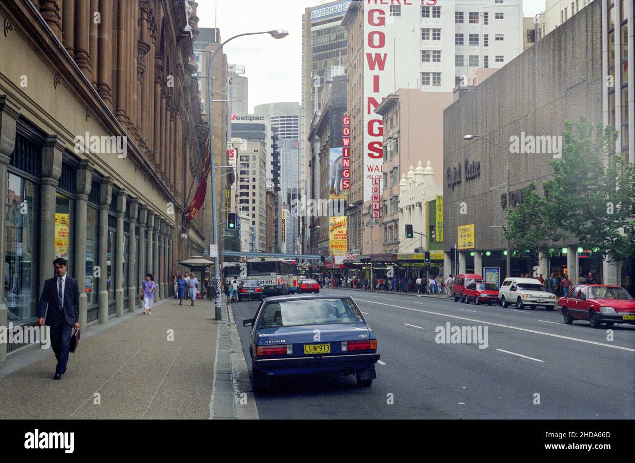 A view of George Street, Sydney, Australia, in January of 1989. Stock Photo