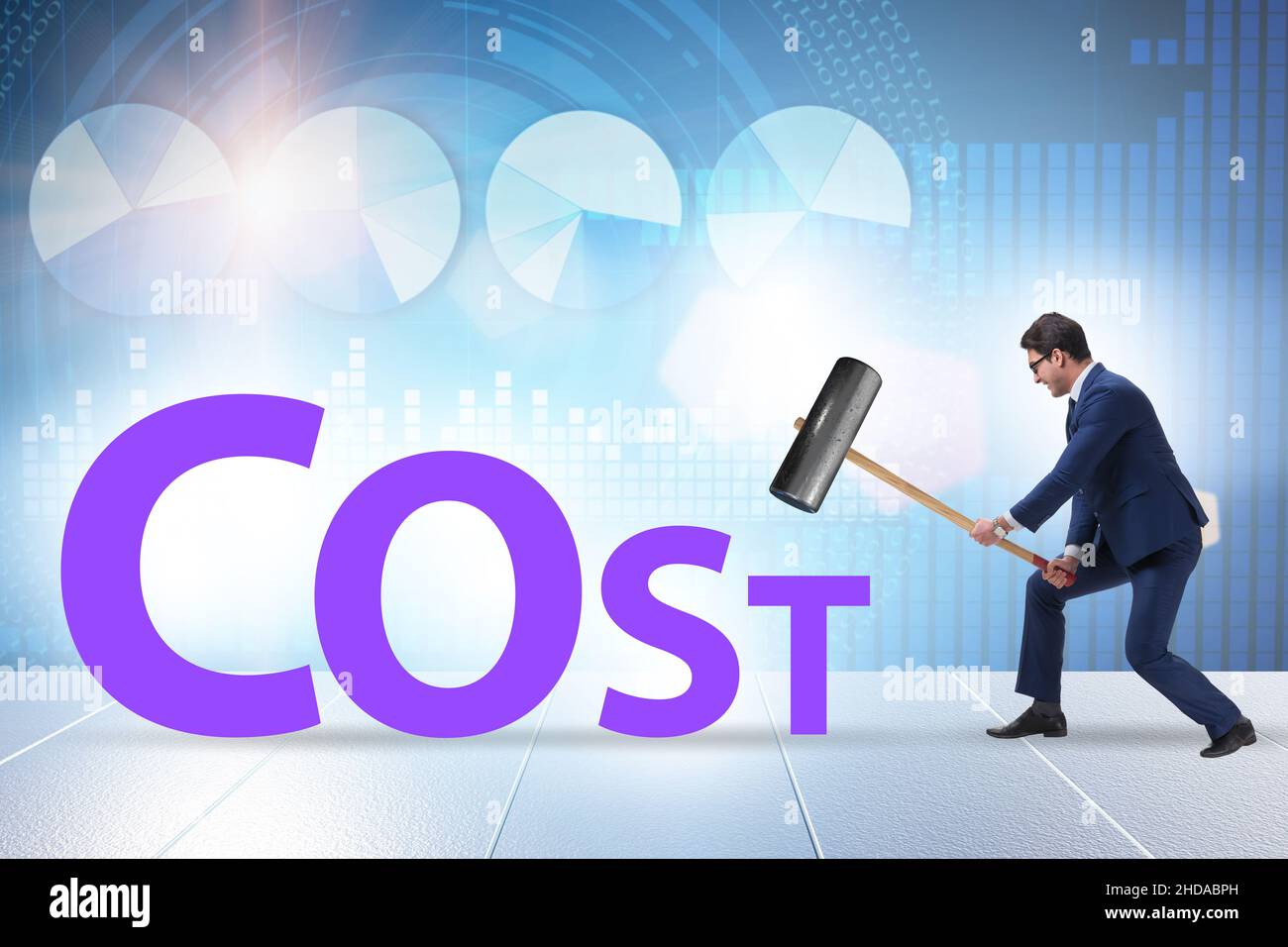 Cost optimisation concept with the falling costs Stock Photo Alamy