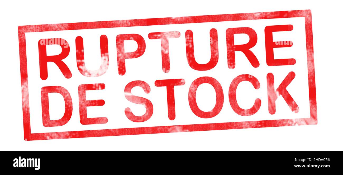 Sold out in French translation writing in red ink pad Stock Photo Alamy