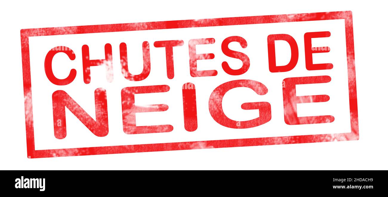 Snowfall in French translation writing in red ink pad Stock Photo Alamy