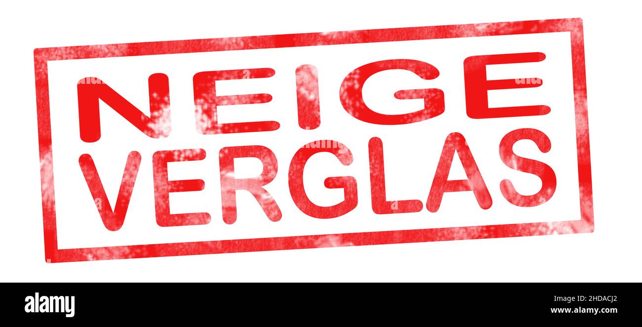 Snow and black ice in French translation writing in red ink pad Stock