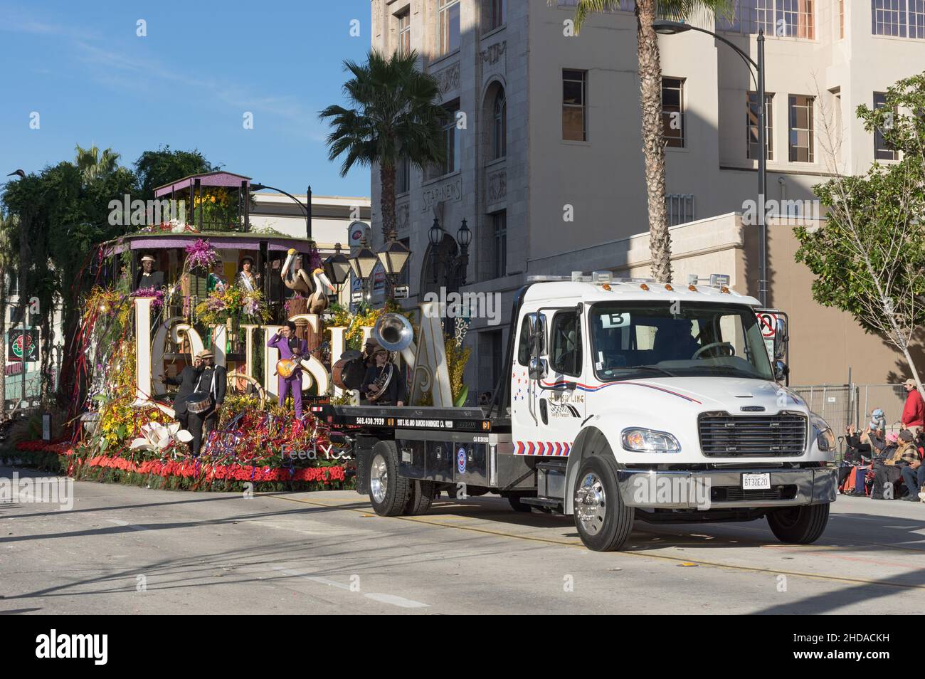 The Louisiana float shown during the 2022 Rose Parade in Pasadena Stock