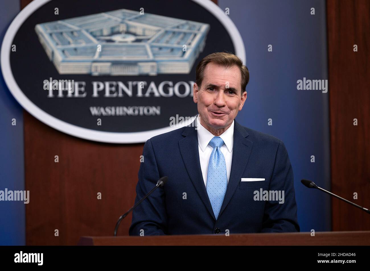 Pentagon Press Secretary John F. Kirby holds a press briefing, the Pentagon, Washington, D.C., Jan. 4, 2022. (DoD photo by Lisa Ferdinando) Stock Photo