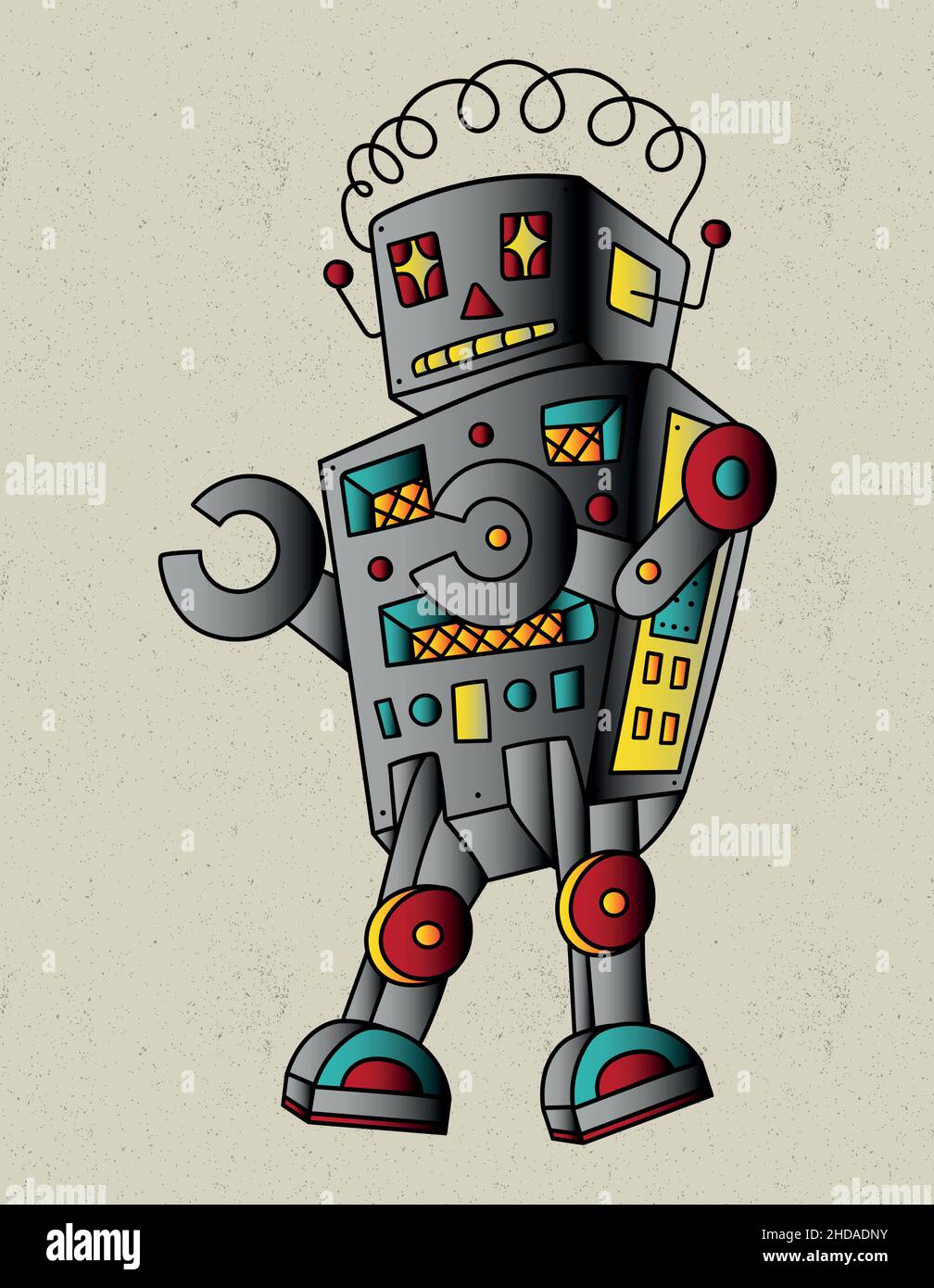 robot retro old school for kids art Stock Vector Image & Art - Alamy