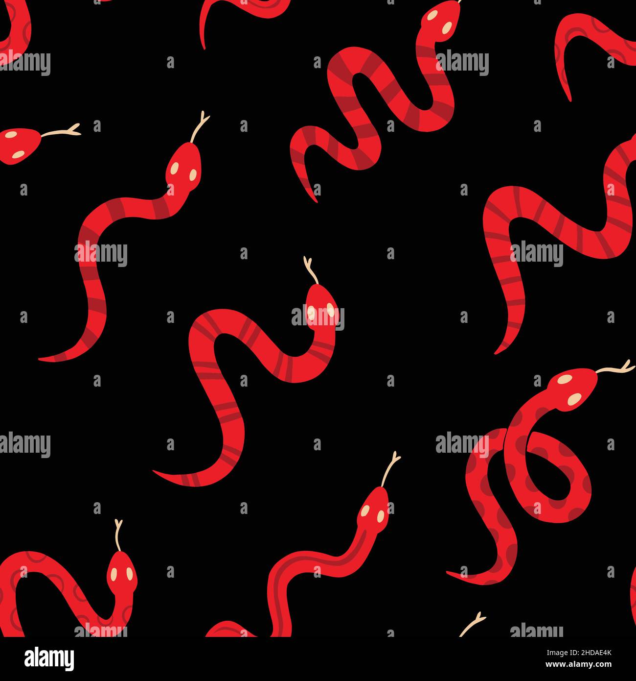 Coral snake doodle seamless pattern. Digital Illustration Background Stock Vector