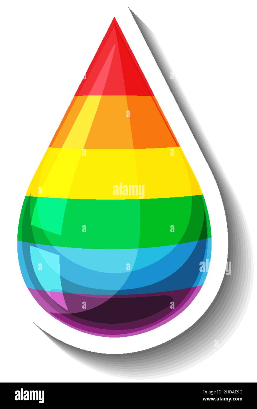 Rainbow water drop isolated on white background illustration Stock ...
