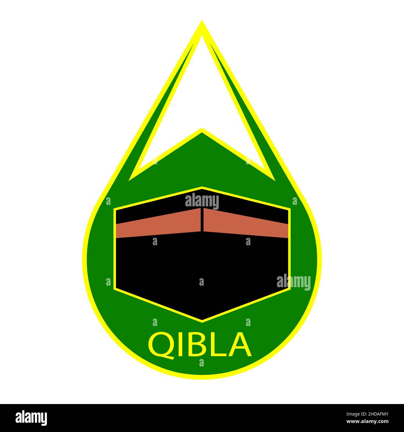 qibla muslim prayer direction badge used in various rooms or buildings to show the direction of