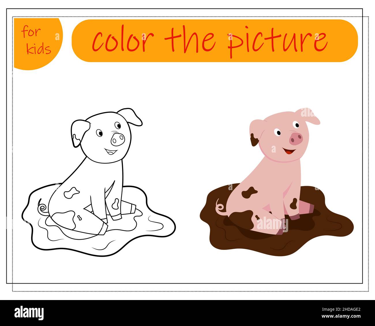 Coloring book for kids, color in the pattern of pigs. Vector isolated ...