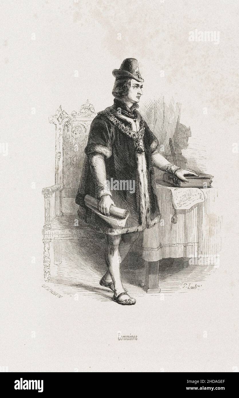 Engraving portrait of Philippe de Commines. Philippe de Commines (Latin