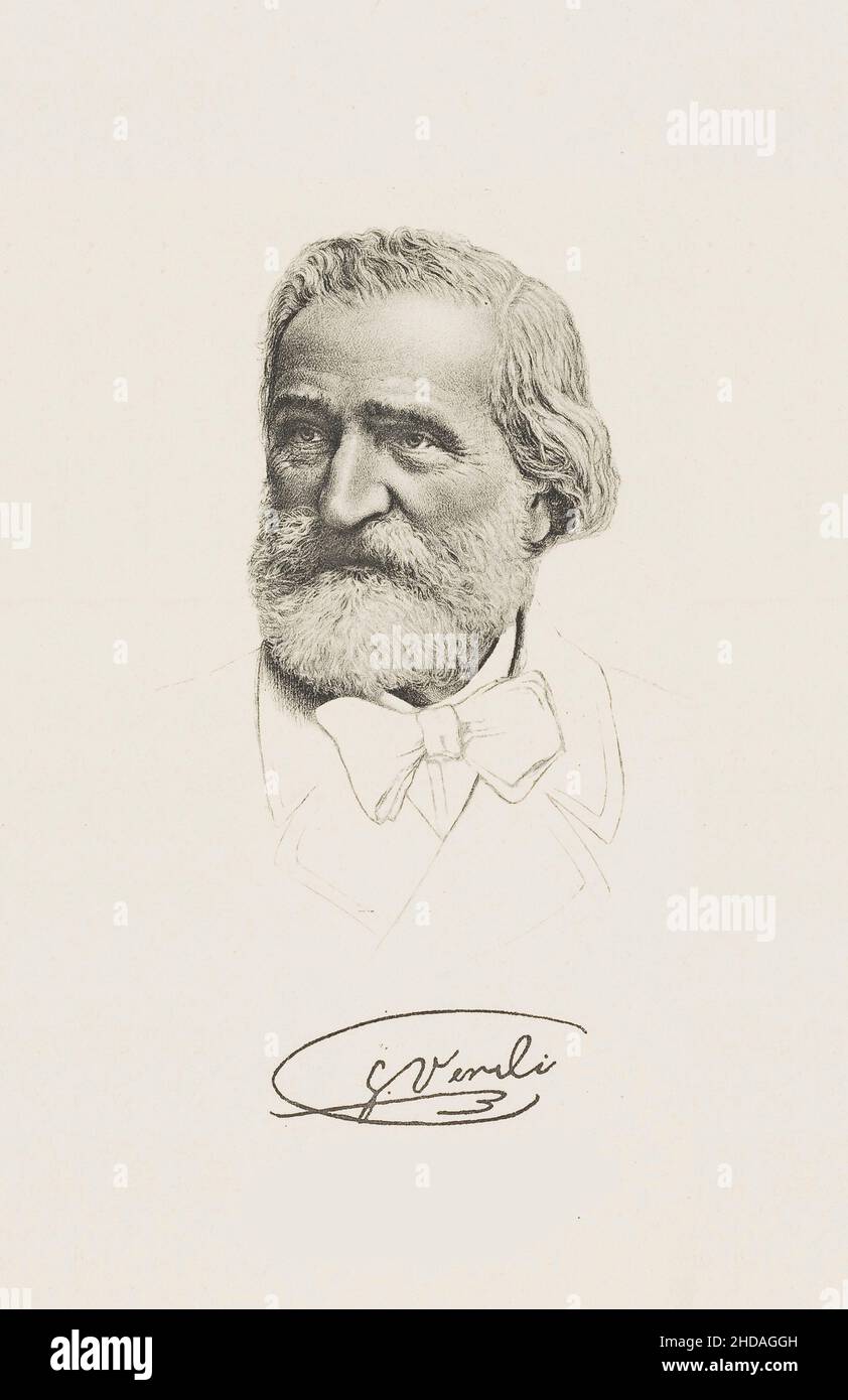 Portrait of Giuseppe Verdi. Giuseppe Fortunino Francesco Verdi (1813 - 1901) - an outstanding Italian composer, whose work is one of the greatest ach Stock Photo