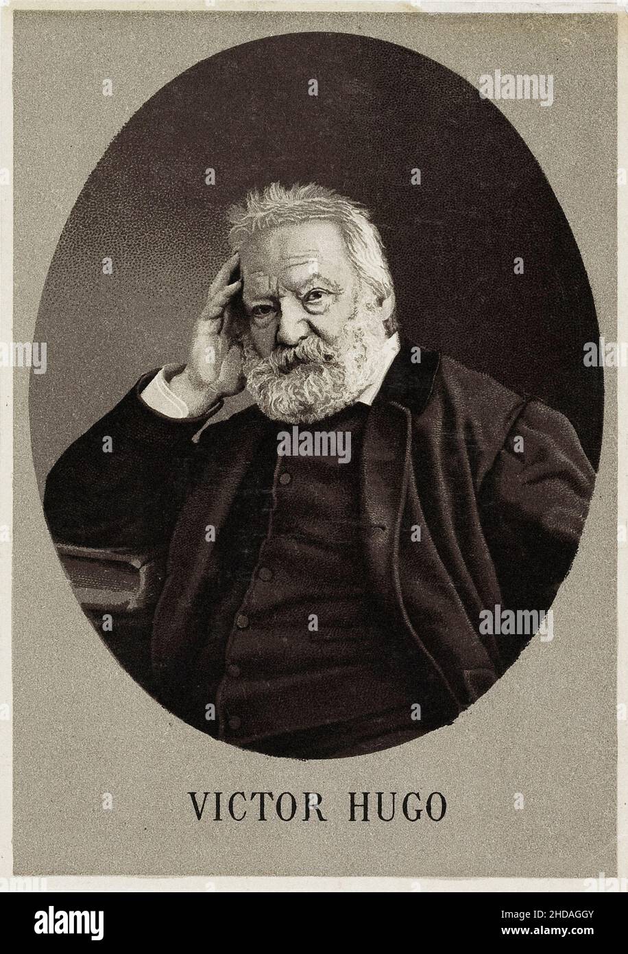 Portrait of Victor Hugo.  Victor Marie Hugo (1802 – 1885) was a French poet, novelist, and dramatist of the Romantic movement. Hugo is considered to b Stock Photo