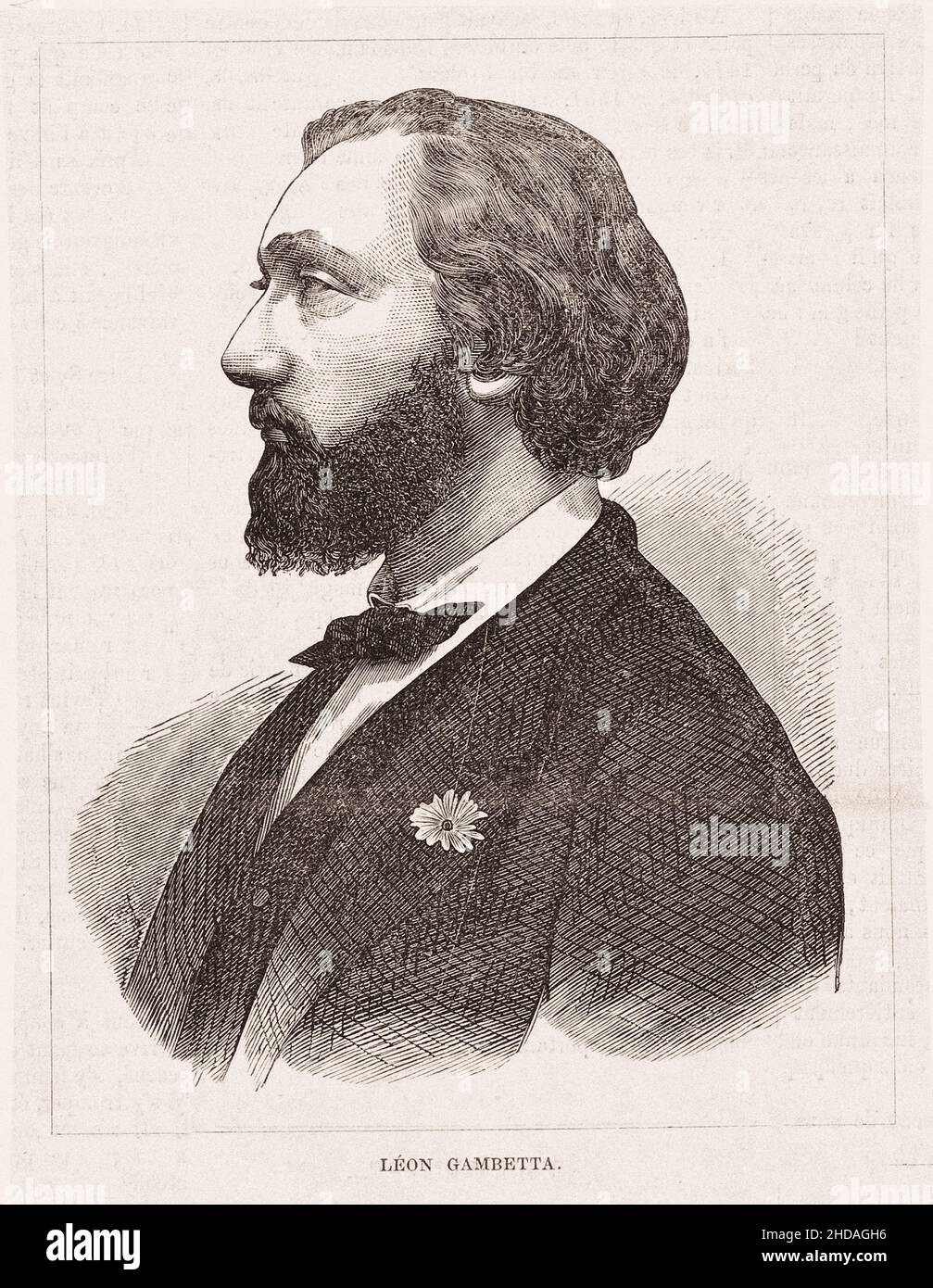 Portrait of young Léon Gambetta.  Leon Michel Gambetta (1838 - 1882) - French Republican politician, Prime Minister and Minister of foreign Affairs of Stock Photo