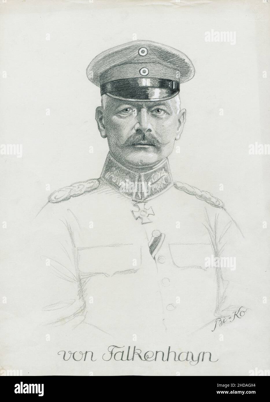 Portrait of German general Erich von Falkenhayn. 1915 General Erich Georg Sebastian Anton von Falkenhayn (1861 – 1922) was the second Chief of the Ger Stock Photo