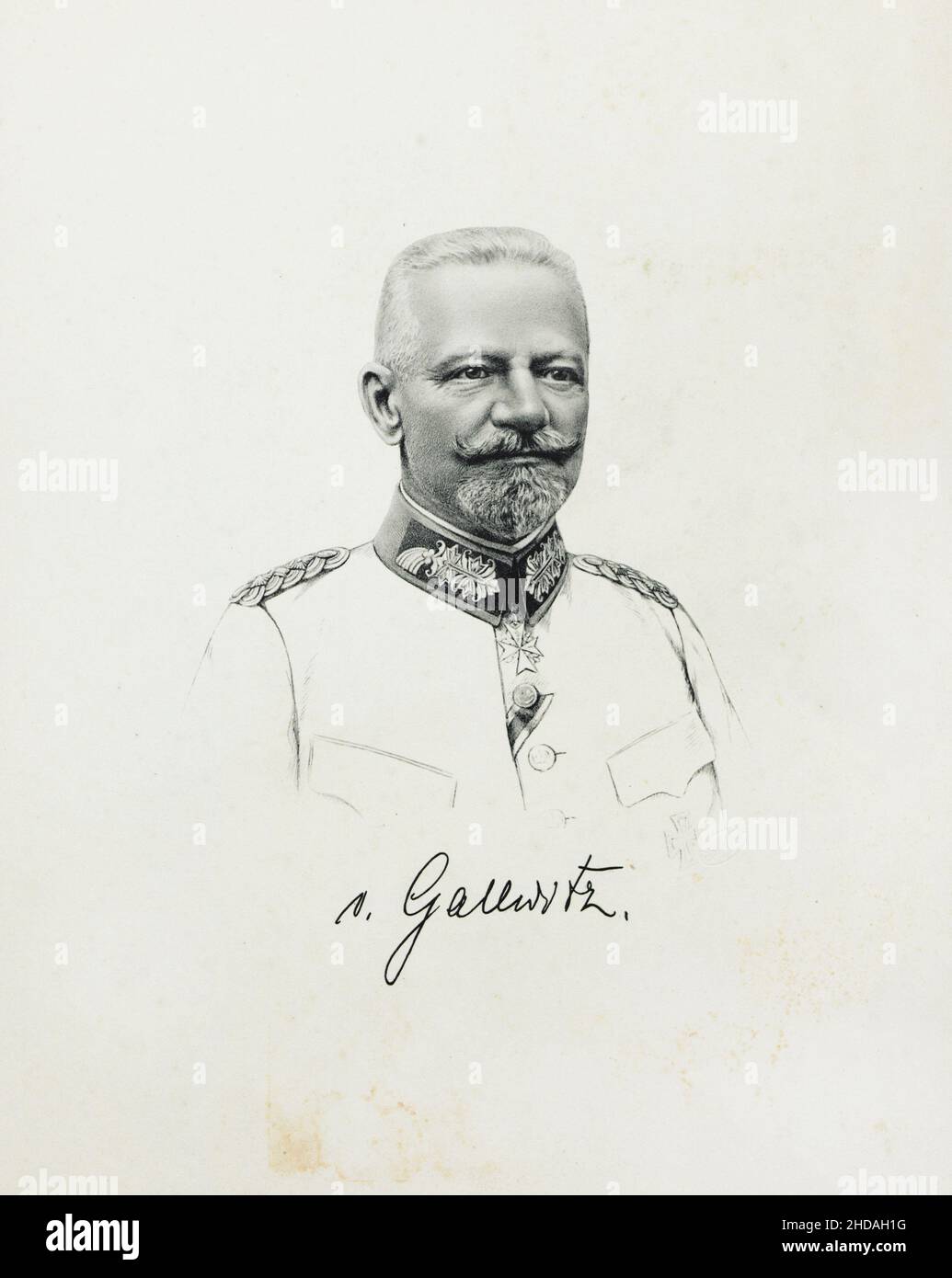 Portrait of Max von Gallwitz. 1915 Max Karl Wilhelm von Gallwitz (1852 – 1937) was a German general from Breslau (Wrocław), Silesia, who served with d Stock Photo