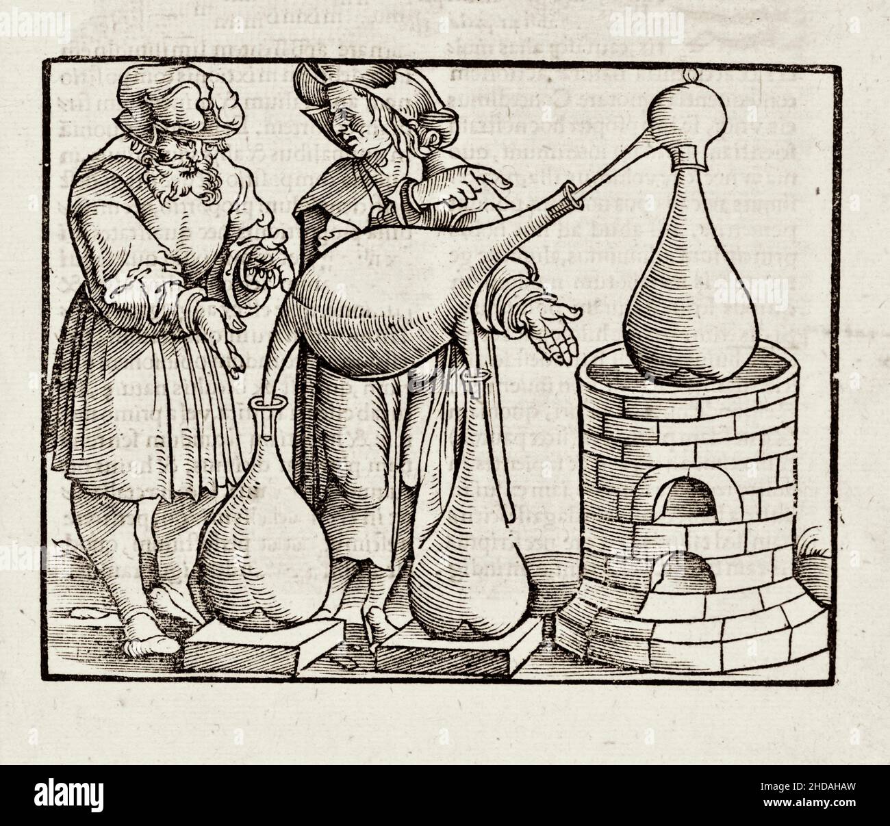 The 16th century illustrations from book on Alchemy. By Johann Grüninger, 1531. Stock Photo