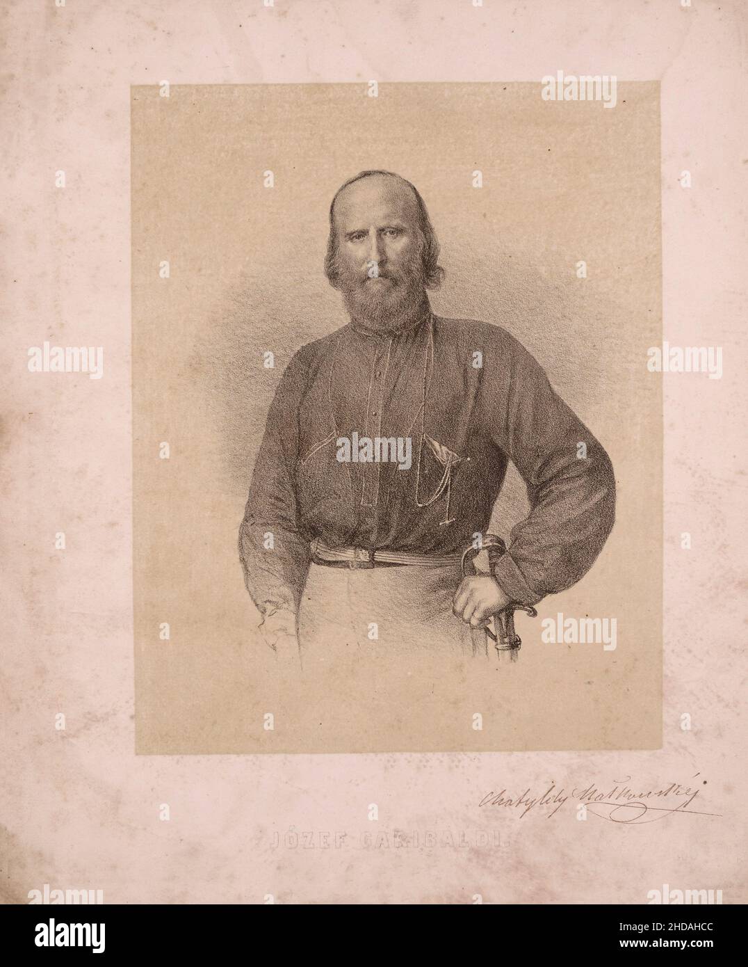 Portrait of Giuseppe Garibaldi. 1860-1861 Giuseppe Maria Garibaldi (1807 – 1882) was an Italian general, patriot and republican. He contributed to the Stock Photo