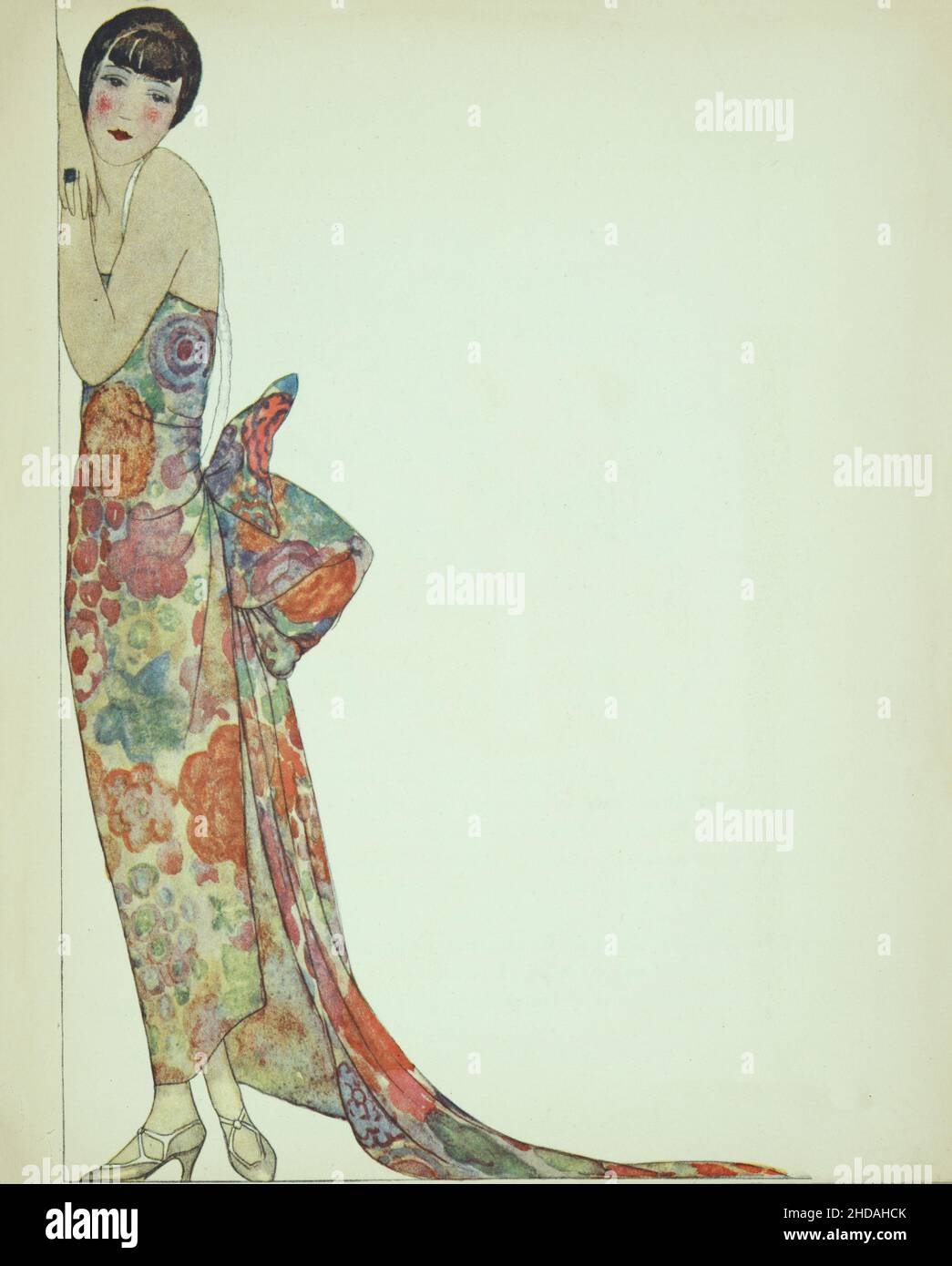 Vintage French Fashion illustration. Le Pouf. Evening dress. 1924 Stock Photo