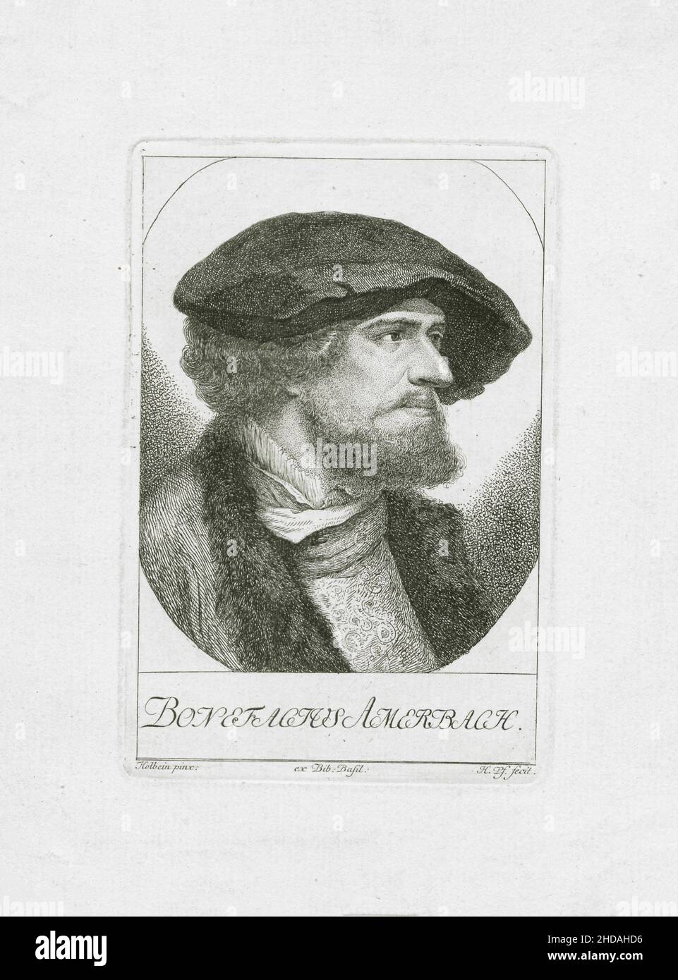 Portrait of Bonifacius Amerbach. 1780 Bonifacius Amerbach (1495 – 1562) was a jurist, scholar, an influential humanist and the rector of the Universit Stock Photo