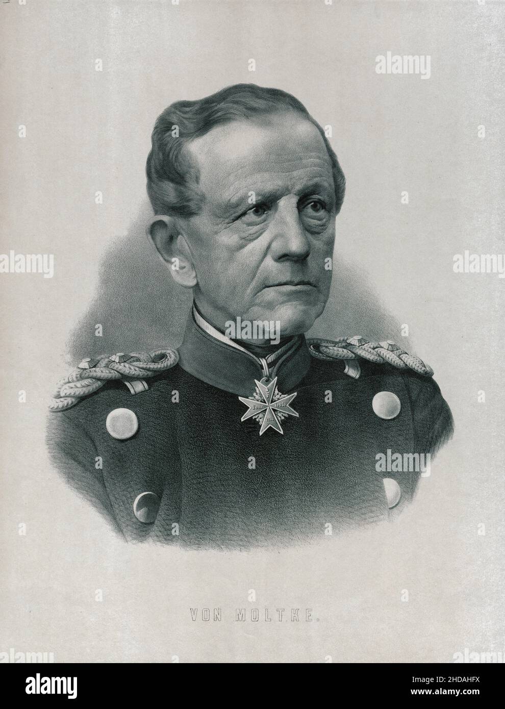 Portrait of Helmuth von Moltke the Elder. 1875 Helmuth Karl Bernhard Graf von Moltke (1800 – 1891) was a Prussian field marshal. The chief of staff of Stock Photo