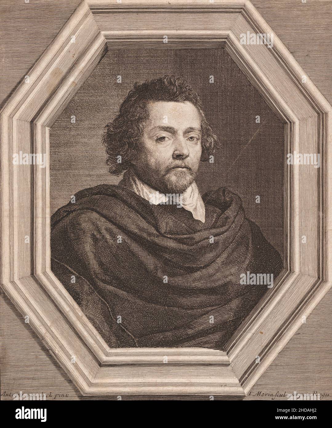 Portrait of Nicolas Chrystin, bourgeois from Antwerp. 1600 Engraving by Jean Morin (France, 1600 – 1650) Stock Photo
