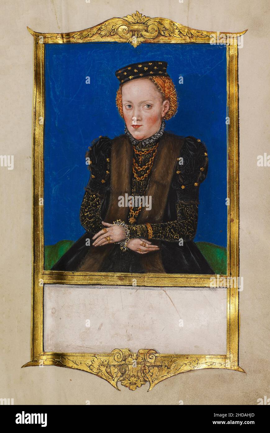 Medieval portrait of the wife of Nikolaus von Ebeleben. B.. Carlowitz. 1562 Stock Photo