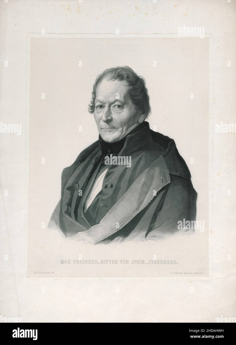 Portrait of Maximilian Speck von Sternburg. 1870 Maximilian Speck, since 1829 Baron Speck von Sternburg (1776 - 1856) was a German merchant, entrepren Stock Photo