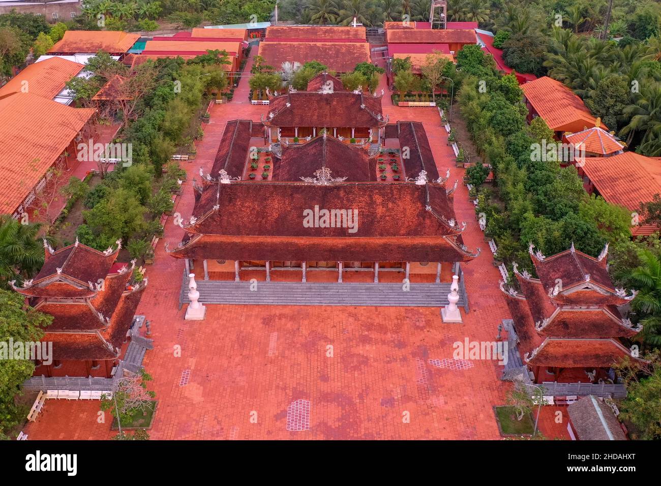 Aerial view of the largest Buddhist temple in Can Tho city, Vietnam