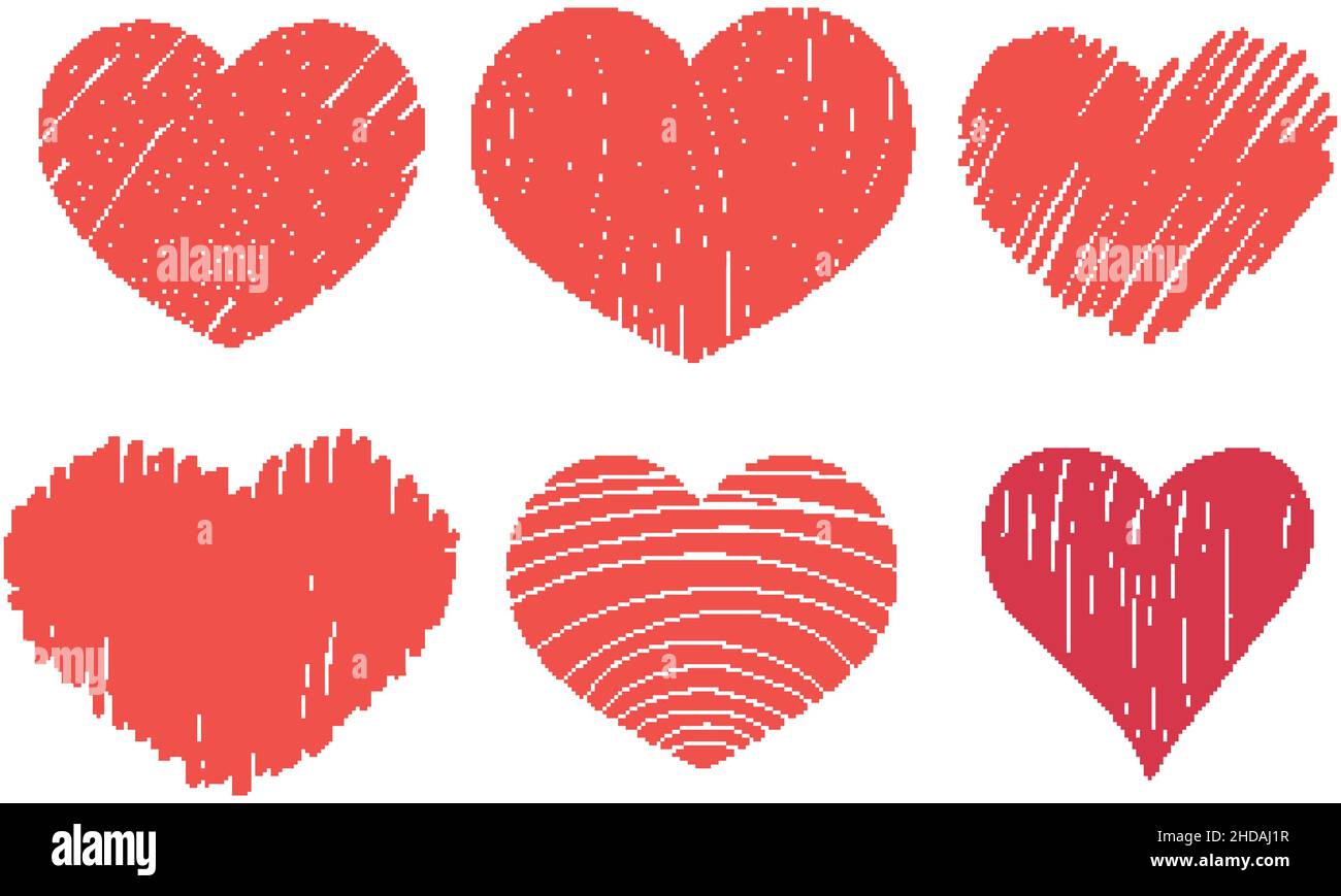 Set of different hearts in doodle style illustration Stock Vector Image ...
