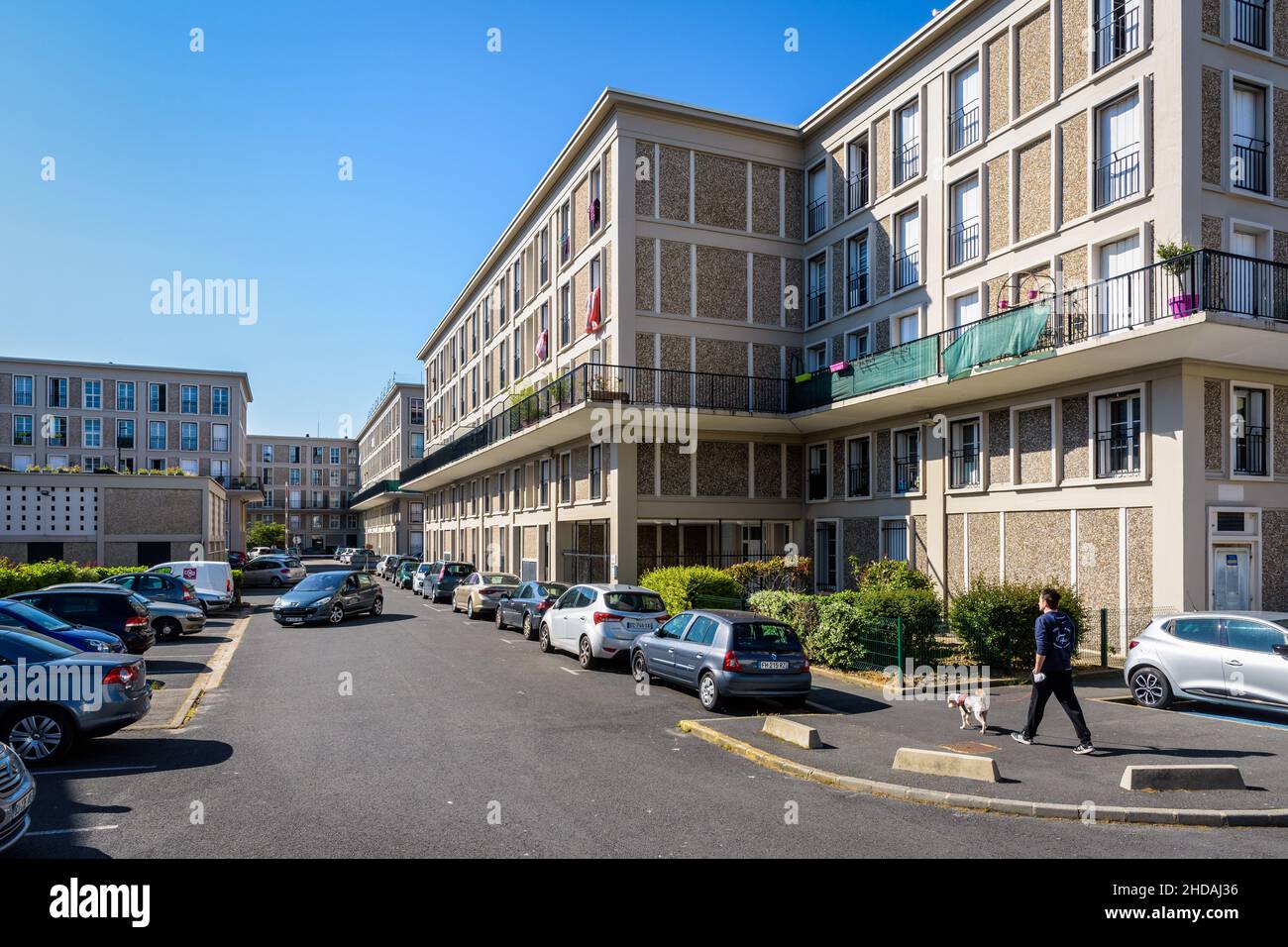 Residential buildings in Le Havre, France, built in concrete by architect Auguste Perret after WWII and listed as a UNESCO world heritage site. Stock Photo