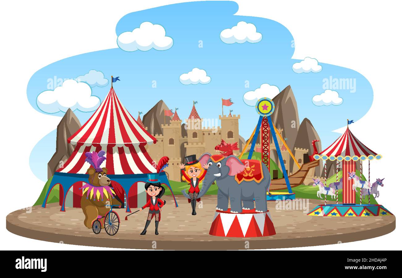 Circus theme park on isolated background illustration Stock Vector ...